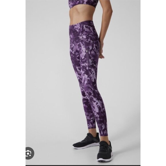 NEW Athleta Rainier Printed Tight Leggings High-Rise Drawstring Plush SuperSonic - Picture 3 of 14